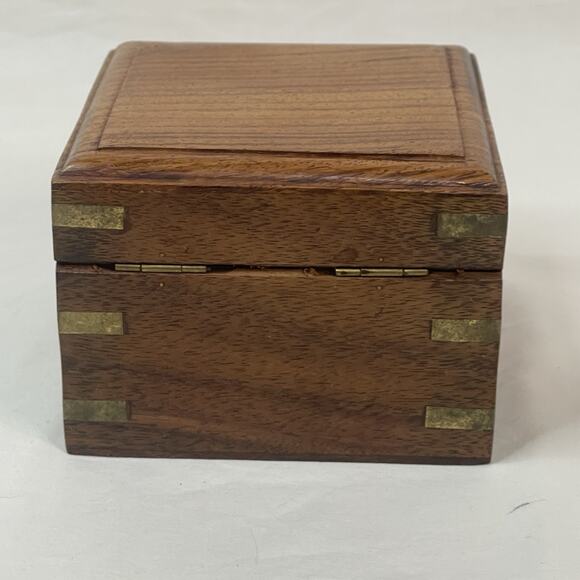 Vintage Pier 1 Nautical Floating Compass In Wooden Box Brass Dovetail Corners - Picture 6 of 8